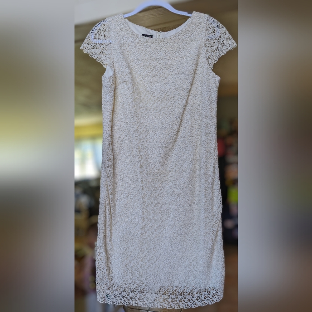 Talbot's cream lace shift dress